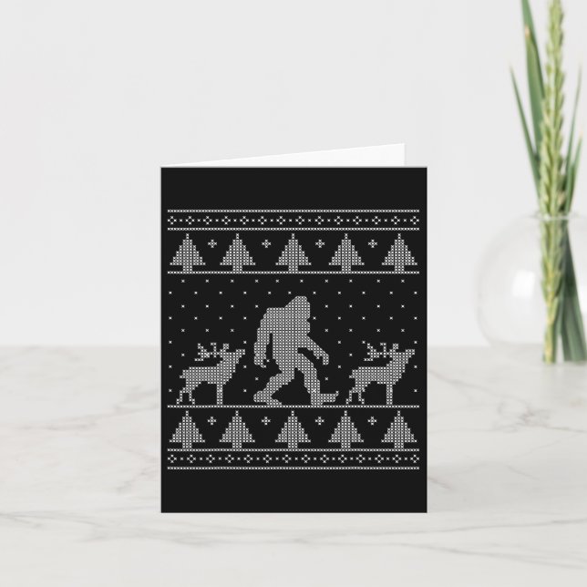 Bigfoot Ugly Christmas Sweater  Card (Front)