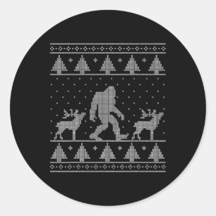 Bigfoot Ugly Christmas Sweater  Classic Round Sticker