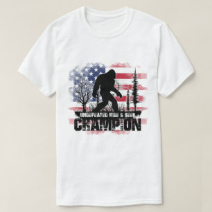 Bigfoot Undefeated Hide & Seek Champ American Flag T-Shirt