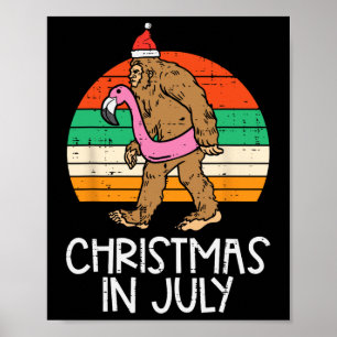Bigfoot Unicorn Floatie Christmas In July Retro Sa Poster