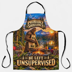 Bigfoot Unsupervised Funny BBQ Apron