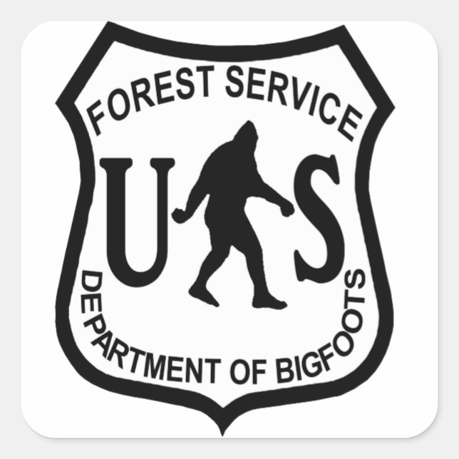 Bigfoot US Forest Service Square Sticker (Front)
