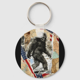 Bigfoot usa american flag sasquatch patriotic 4th key ring