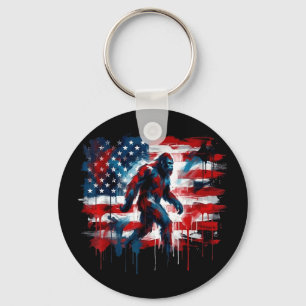 Bigfoot usa american flag sasquatch patriotic 4th key ring
