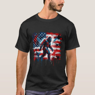 Bigfoot usa american flag sasquatch patriotic 4th T-Shirt