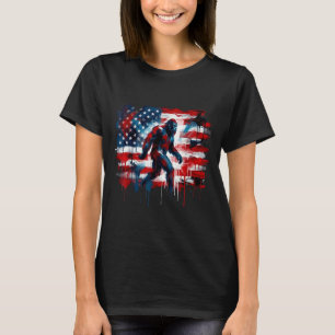 Bigfoot usa american flag sasquatch patriotic 4th T-Shirt