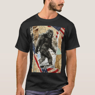 Bigfoot usa american flag sasquatch patriotic 4th T-Shirt