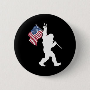 Bigfoot Usa Flag  6 Cm Round Badge