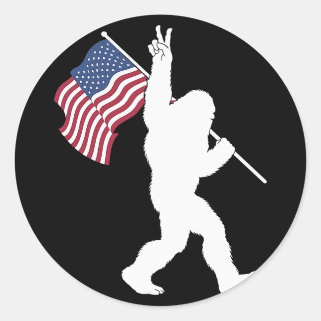 Bigfoot Usa Flag  Classic Round Sticker (Front)