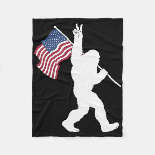 Bigfoot Usa Flag  Fleece Blanket