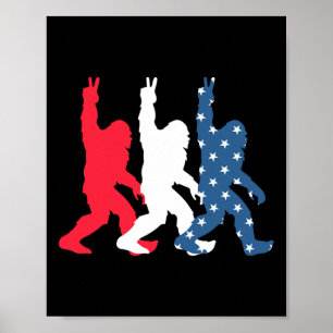 Bigfoot Usa Flag - Independence Day - Patriotic 4t Poster