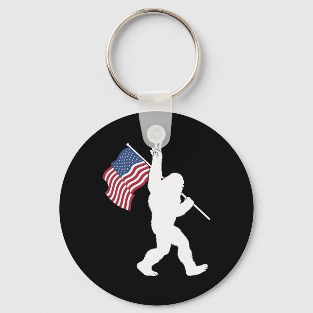 Bigfoot Usa Flag  Key Ring (Front)