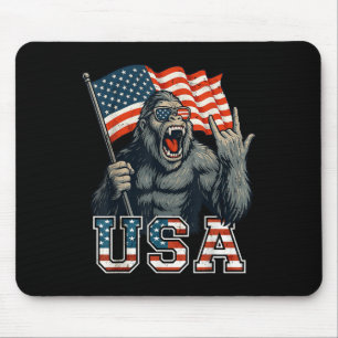 Bigfoot Usa Sasquatch 4th Of July American Flag Pa Mouse Pad