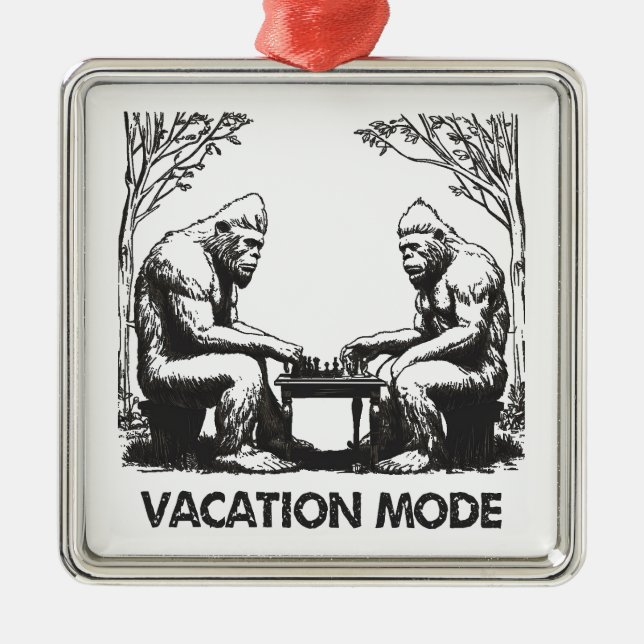 Bigfoot Vacation Mode Chess Metal Ornament (Front)