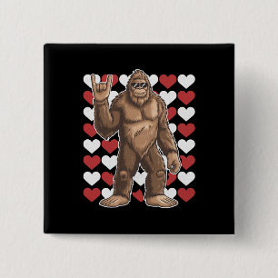 Bigfoot Valentines Day Funny Hearts Sasquatch Love 15 Cm Square Badge