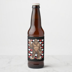 Bigfoot Valentines Day Funny Hearts Sasquatch Love Beer Bottle Label