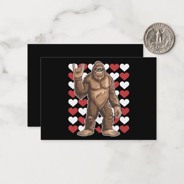 Bigfoot Valentines Day Funny Hearts Sasquatch Love Card (Front/Back In Situ)