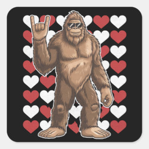 Bigfoot Valentines Day Funny Hearts Sasquatch Love Square Sticker
