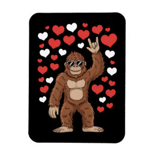Bigfoot Valentines Day Funny Hearts Sasquatch Magnet