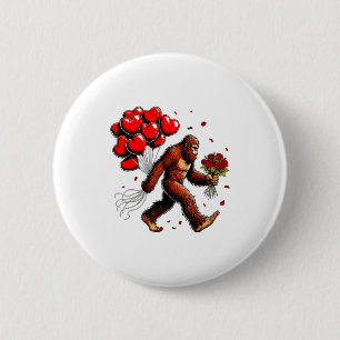 Bigfoot Valentines Day Funny Sasquatch Hearts Love 6 Cm Round Badge