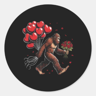 Bigfoot Valentines Day Funny Sasquatch Hearts Love Classic Round Sticker