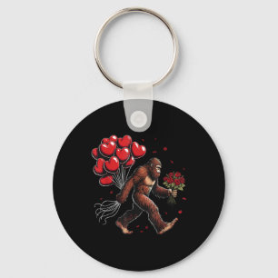 Bigfoot Valentines Day Funny Sasquatch Hearts Love Key Ring
