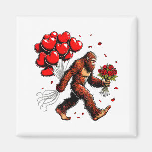 Bigfoot Valentines Day Funny Sasquatch Hearts Love Magnet