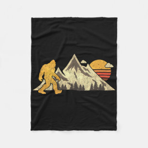 Bigfoot Vintage Mountain Sun Sasquatch Camping Hik Fleece Blanket