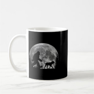 Bigfoot Walking A Dog Funny Coonhound Lovers Moon Coffee Mug