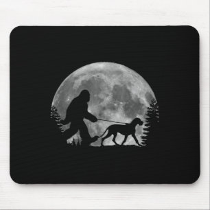 Bigfoot Walking A Dog Funny Great Dane Lovers Moon Mouse Pad