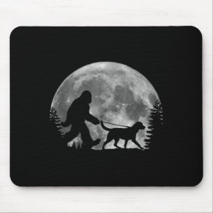 Bigfoot Walking A Dog Labrador Retriever Dad Moon Mouse Pad