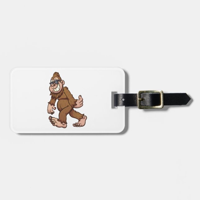 bigfoot walking and wearing sunglasses luggage tag (Front Horizontal)