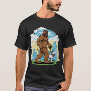 Bigfoot Walking Boston Terrier Shirt, Dog Walker T-Shirt