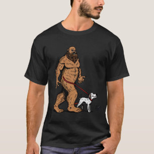 Bigfoot Walking Boston Terrier Shirt, Dog Walker T-Shirt