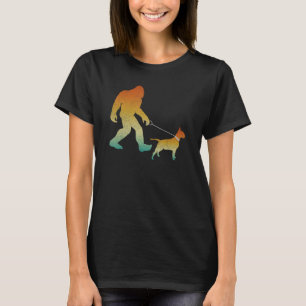 Bigfoot Walking Bull Terrier Funny Sasquatch Pet D T-Shirt