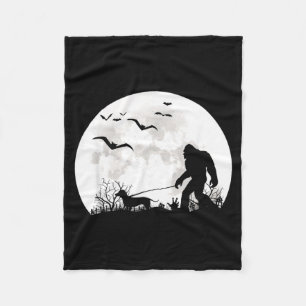 Bigfoot Walking Dachshund Dog Moon Sasquatch Fleece Blanket