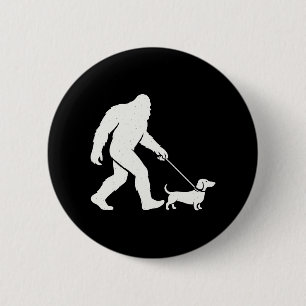 Bigfoot Walking Dachshund Funny Wiener Dog Dad 6 Cm Round Badge