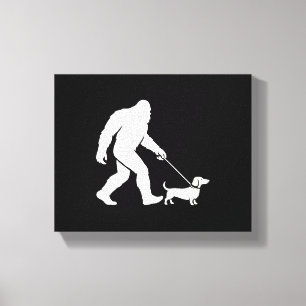 Bigfoot Walking Dachshund Funny Wiener Dog Dad  Canvas Print