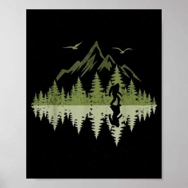 Bigfoot Walking Forest Sasquatch Woods Parks Men W Poster (Front)