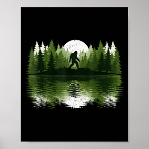 Bigfoot Walking Forest Sasquatch Woods Parks Men W Poster