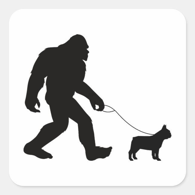 Bigfoot Walking French Bulldog Square Sticker (Front)