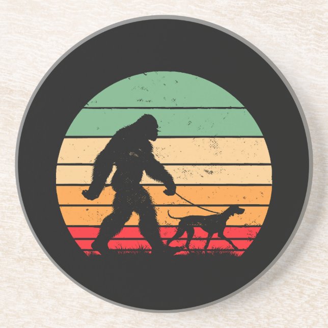Bigfoot Walking German Shorthaired Pointer Dog Vin Coaster (Front)