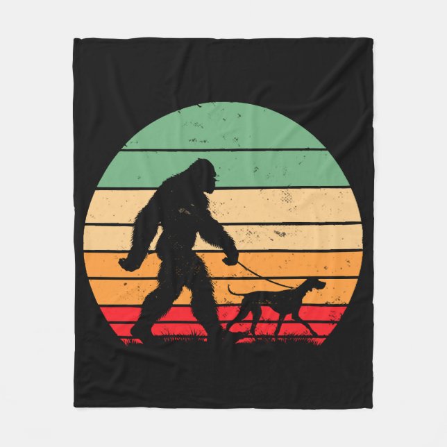 Bigfoot Walking German Shorthaired Pointer Dog Vin Fleece Blanket (Front)
