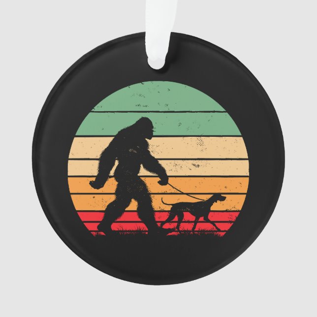 Bigfoot Walking German Shorthaired Pointer Dog Vin Ornament (Front)