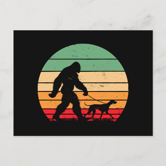 Bigfoot Walking German Shorthaired Pointer Dog Vin Postcard (Front)