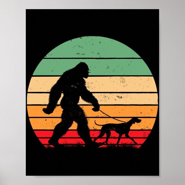 Bigfoot Walking German Shorthaired Pointer Dog Vin Poster (Front)