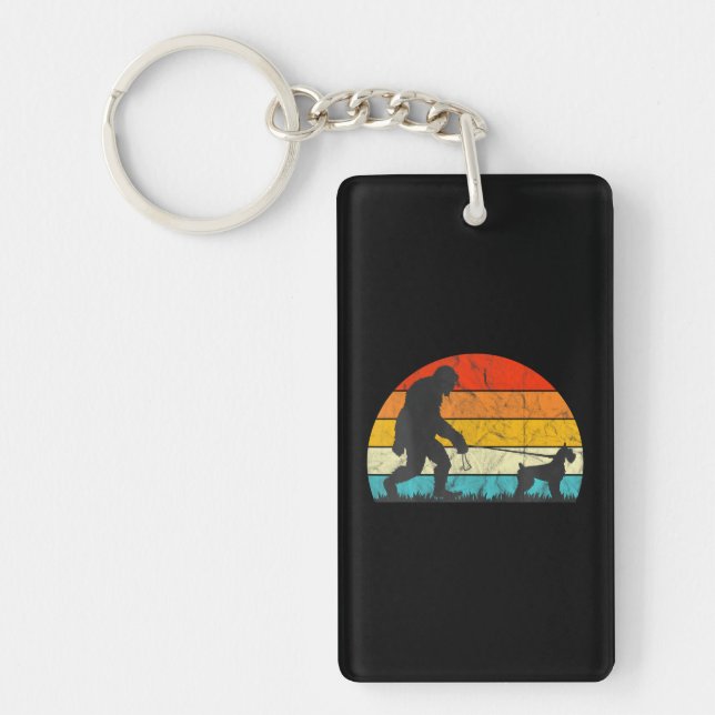 Bigfoot Walking Giant Schnauzer Dog Training Key Ring (Front)
