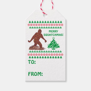 Bigfoot Walking Have A Very Merry Squatchmas Gift Tags