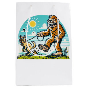 Bigfoot Walking His Dog Humourous Outdoor Medium Gift Bag