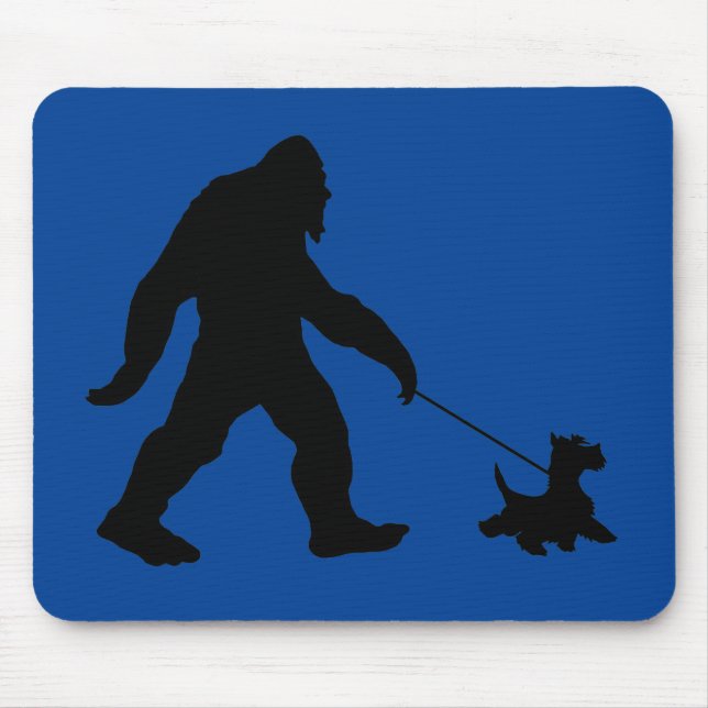 Bigfoot Walking His Scotty  Mouse Pad (Front)
